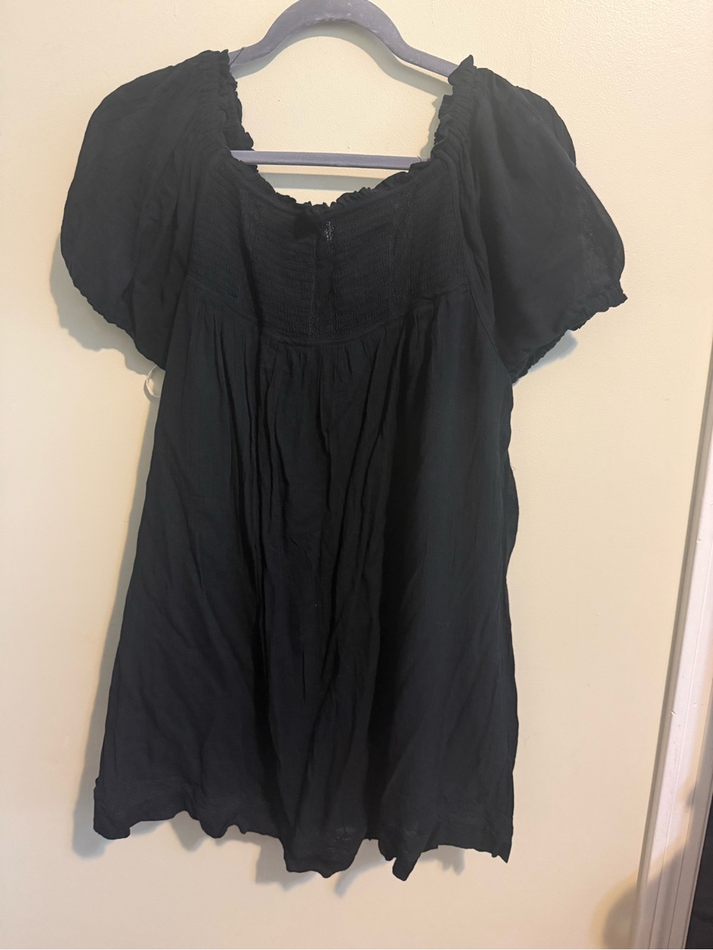 Free People Black Women's Smocked Peasant Romper
